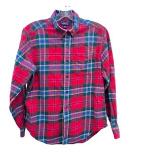 Lands end Boys Plaid Shirt Sz L